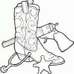 דף צביעה מגף ורובה קאובוי