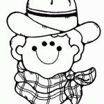 דף צביעה פני ילד קאובוי 1