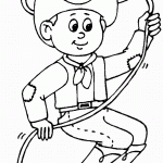 דף צביעה ילד קאובוי עם חבל 2