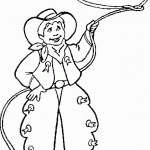 דף צביעה ילד קאובוי עם חבל 1