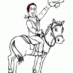 דף צביעה קאובוי שמח רוכב על סוסו