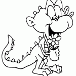 דינוזאור קטן מחזיק פרח בידו