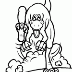 דף צביעה דינוזאור בדהירה