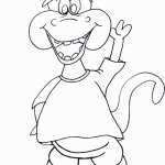 דף צביעה דינוזאור מנופף לשלום