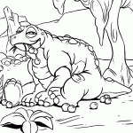 דף צביעה דינוזאור אוכל מפרי העץ