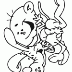 דף צביעה ילד נהנה לרכב על כלב