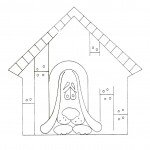 דף צביעה כלב מציץ מהמלונה