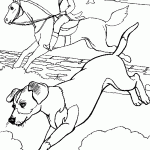 דף צביעה כלב רועים עם בעליו