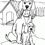 דף צביעה גור כלבים ואמו