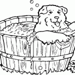 דף צביעה כלב עושה אמבט