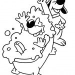 דף צביעה כלבים משתעשעים באמבט