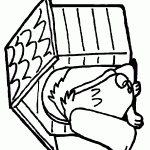 דף צביעה כלב בפתח המלונה