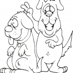 דף צביעה שני כלבים משתעשעים