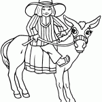 דף צביעה ילדה רוכבת על חמור דף צביעה ילדה רוכבת על חמור