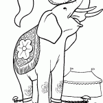 דף צביעה פיל מופיע בקרקס