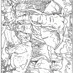 דף צביעה פיל וחיות אחרות בג'ונגל