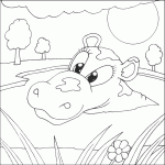 דף צביעה היפופוטם 5