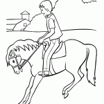 דף צביעה ילד רוכב על סוס