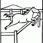 דף צביעה סוס דוהר מעל קורת עץ