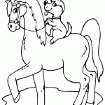 דף צביעה כלב רוכב על סוס