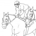 דף צביעה רוכב במירוץ סוסים