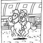 דף צביעה ילד במירוץ סוסים