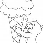 דף צביעה דובון אוחז בגלידה ענקית