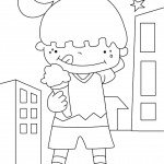 דף צביעה ילדה אוכלת גלידה