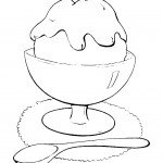 דף צביעה גביע גלידה מקושט בתות