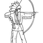 דף צביעה אינדיאני יורה בחץ וקשת