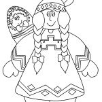 דף צביעה אינדיאנית ותינוקה