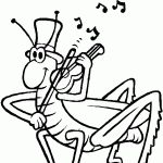 דף צביעה חגב מנגן בכינור