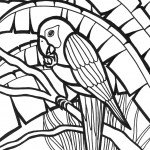 דף צביעה תוכי בג'ונגל