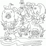 דף צביעה בעלי חיים בג'ונגל