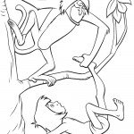 דף צביעה הקוף מחלץ את מוגלי