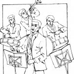 דף צביעה ניגון בתופים וחצוצרה