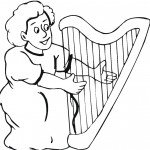 דף צביעה אישה מנגנת בנבל