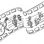 דף צביעה תווי נגינה וכינור