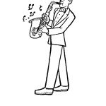 דף צביעה איש מנגנן בחצוצרה