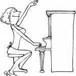 דף צביעה אישה מנגנת בפסנתר