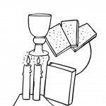 דף צביעה מצות, נרות, יין והגדה