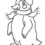 דף צביעה פינגווין עם צעיף וכובע