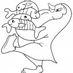 דף צביעה אימא פינגווין דואגת למזון