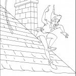 דף צביעה פיטר פן רץ על הגגות