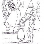 דף צביעה וונדי ופיטר פן במאהל אינדיאנים