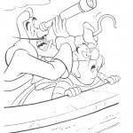 דף צביעה קפטן הוק מביט במשקפת