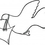 דף צביעה יונה נושאת בשורה