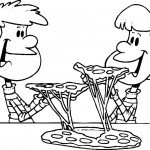 דף צביעה שני ילדים אוכלים פיצה