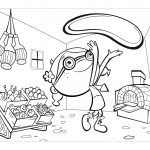 דף צביעה ילדה מכינה בצק לפיצה