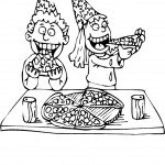 דף צביעה אוכלים פיצה ביומולדת